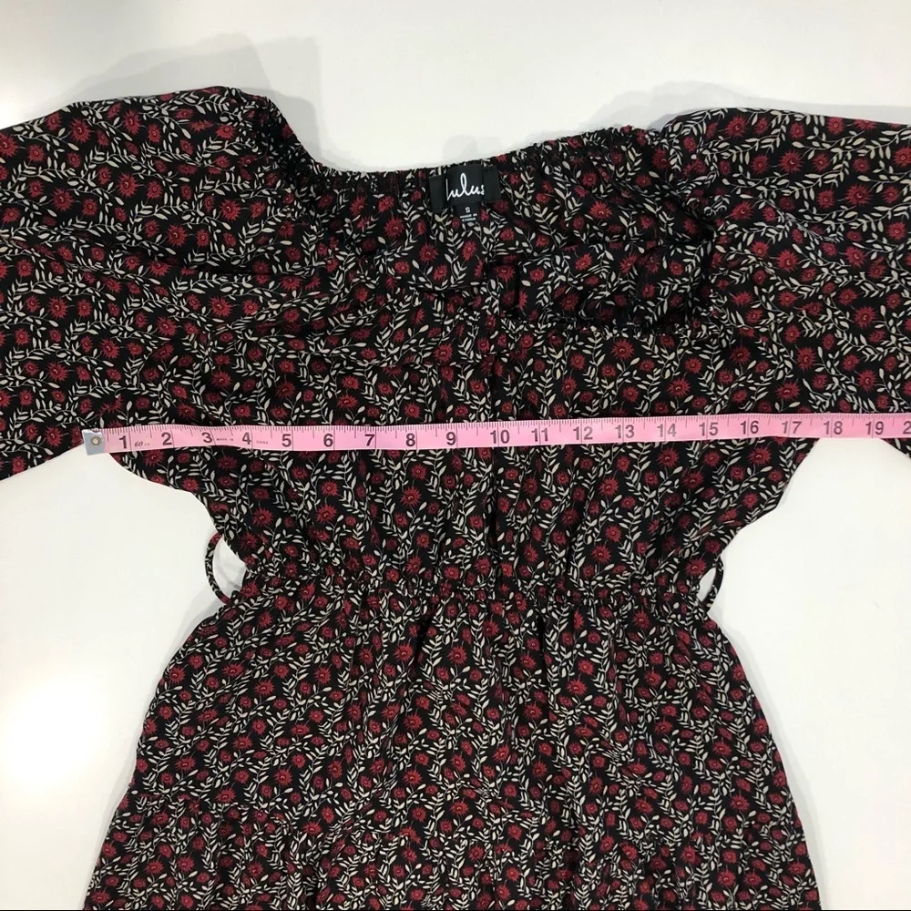 Lulus Off Shoulder Floral Midi Dress Boho Cottagecore Long Sleeve S - Picture 10 of 17